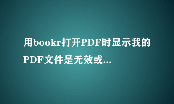用bookr打开PDF时显示我的PDF文件是无效或者损坏的怎么解决
