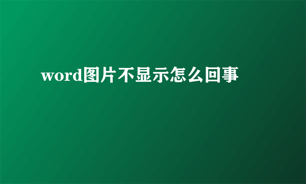 word图片不显示怎么回事
