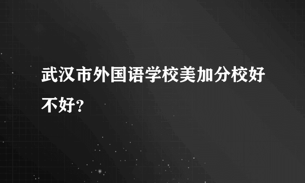 武汉市外国语学校美加分校好不好？