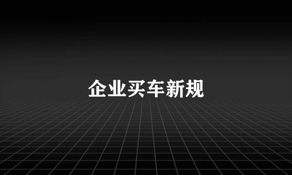 企业买车新规