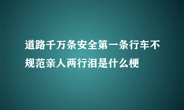 道路千万条安全第一条行车不规范亲人两行泪是什么梗