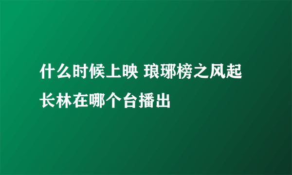 什么时候上映 琅琊榜之风起长林在哪个台播出