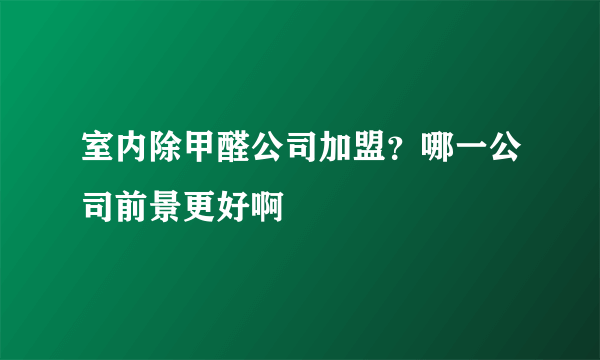 室内除甲醛公司加盟？哪一公司前景更好啊