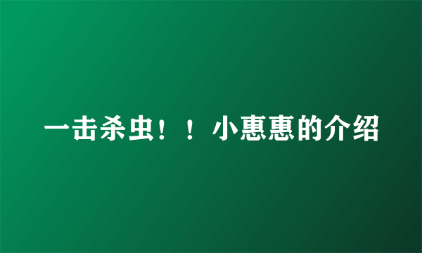 一击杀虫！！小惠惠的介绍