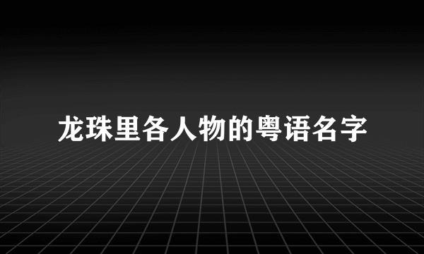 龙珠里各人物的粤语名字