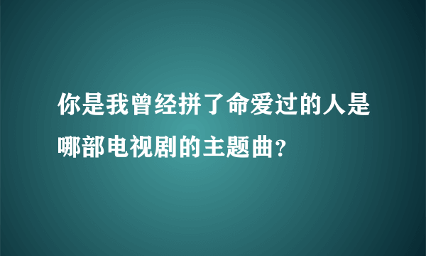 你是我曾经拼了命爱过的人是哪部电视剧的主题曲？