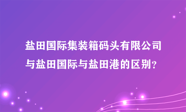 盐田国际集装箱码头有限公司与盐田国际与盐田港的区别？