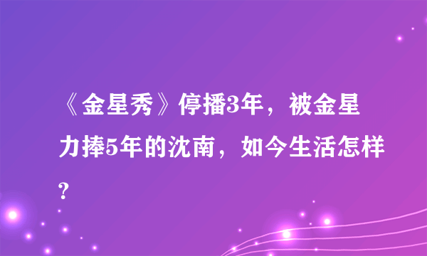 《金星秀》停播3年，被金星力捧5年的沈南，如今生活怎样？
