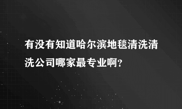 有没有知道哈尔滨地毯清洗清洗公司哪家最专业啊？