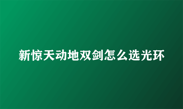 新惊天动地双剑怎么选光环