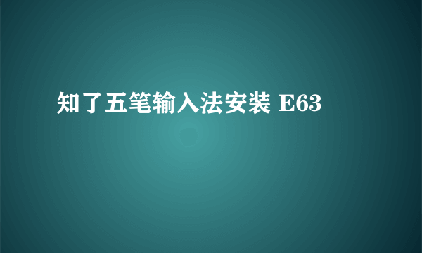 知了五笔输入法安装 E63