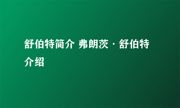 舒伯特简介 弗朗茨·舒伯特介绍