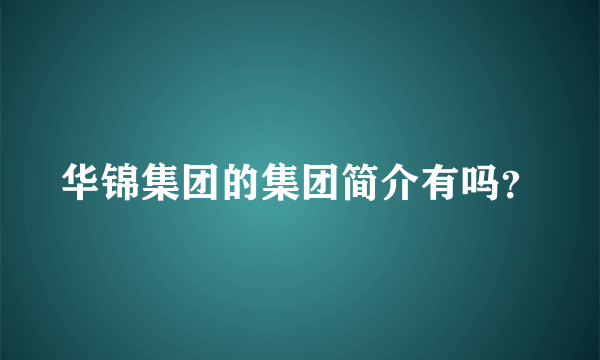 华锦集团的集团简介有吗？