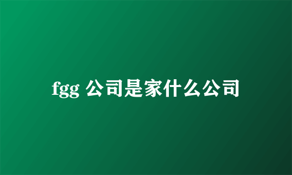 fgg 公司是家什么公司