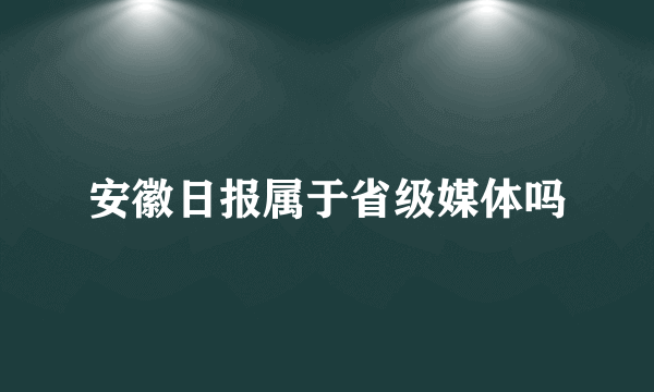 安徽日报属于省级媒体吗