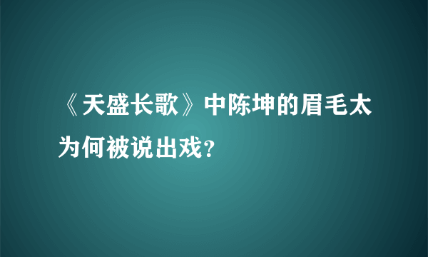《天盛长歌》中陈坤的眉毛太为何被说出戏？