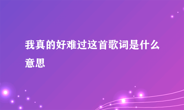 我真的好难过这首歌词是什么意思