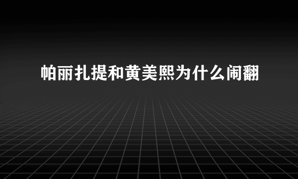 帕丽扎提和黄美熙为什么闹翻