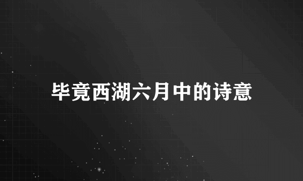 毕竟西湖六月中的诗意
