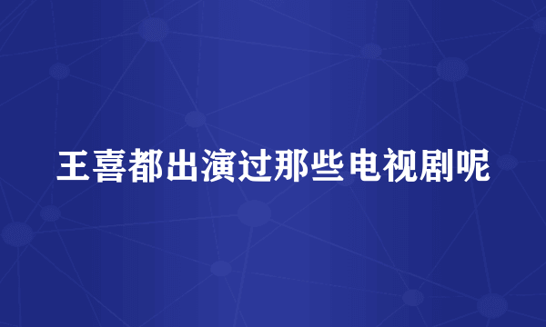 王喜都出演过那些电视剧呢