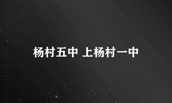 杨村五中 上杨村一中