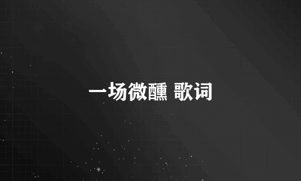 一场微醺 歌词