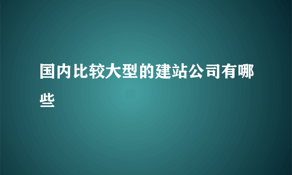 国内比较大型的建站公司有哪些