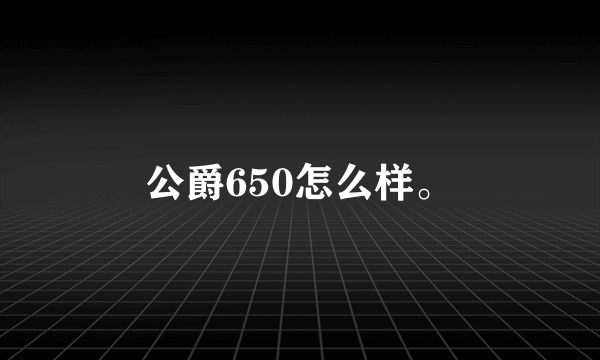 公爵650怎么样。