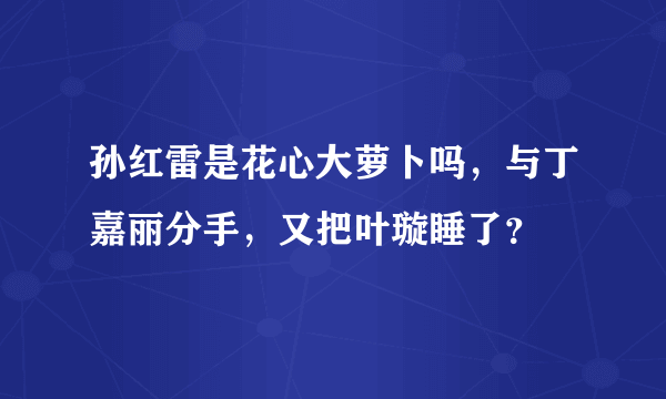 孙红雷是花心大萝卜吗，与丁嘉丽分手，又把叶璇睡了？