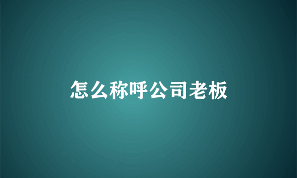 怎么称呼公司老板
