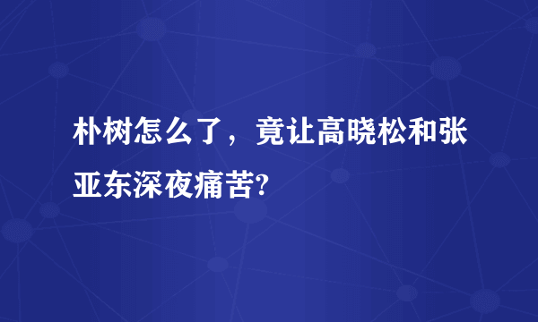 朴树怎么了，竟让高晓松和张亚东深夜痛苦?