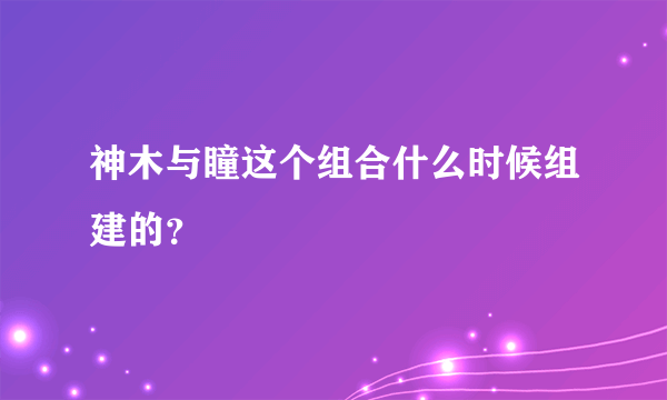神木与瞳这个组合什么时候组建的？