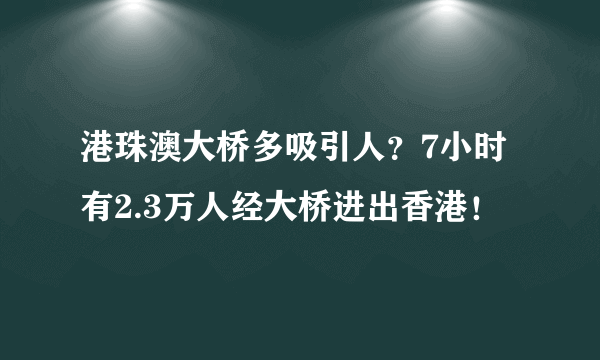 港珠澳大桥多吸引人？7小时有2.3万人经大桥进出香港！