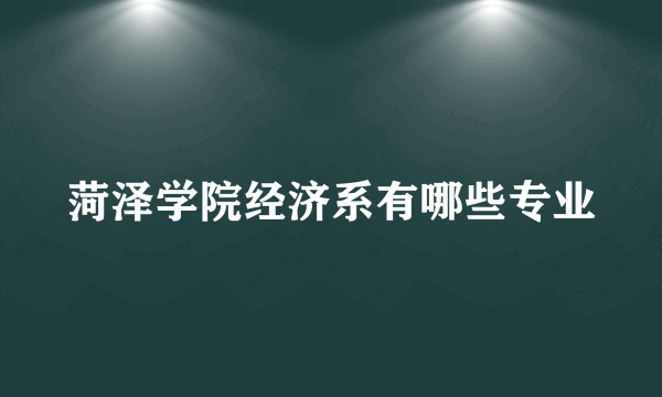 菏泽学院经济系有哪些专业