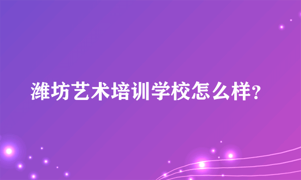 潍坊艺术培训学校怎么样？