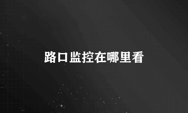 路口监控在哪里看
