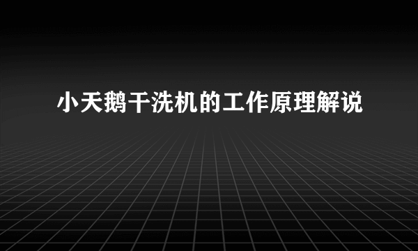 小天鹅干洗机的工作原理解说