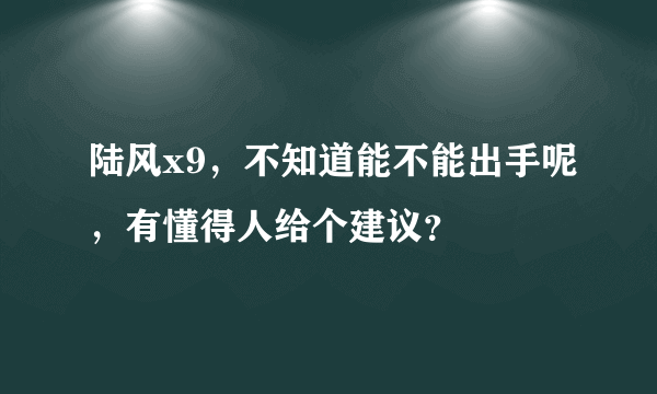 陆风x9，不知道能不能出手呢，有懂得人给个建议？