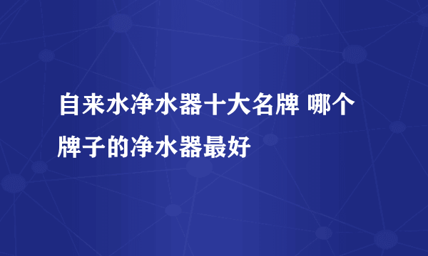 自来水净水器十大名牌 哪个牌子的净水器最好