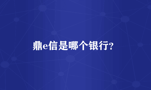鼎e信是哪个银行？