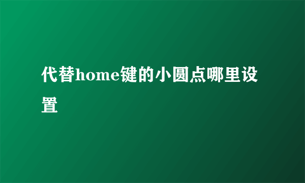 代替home键的小圆点哪里设置