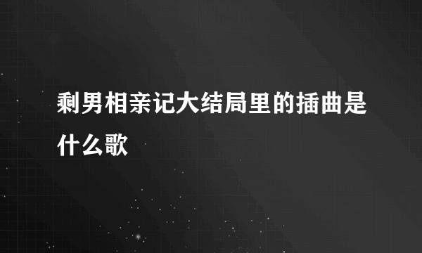 剩男相亲记大结局里的插曲是什么歌