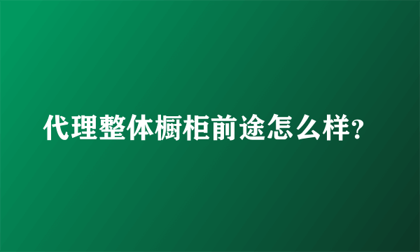 代理整体橱柜前途怎么样？