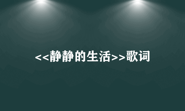 <<静静的生活>>歌词