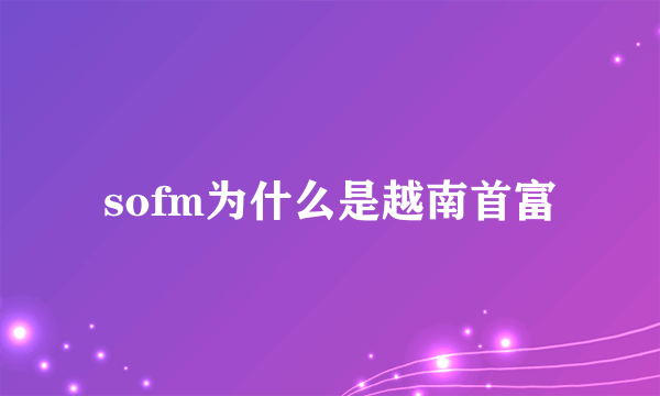 sofm为什么是越南首富