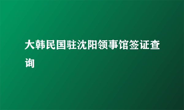 大韩民国驻沈阳领事馆签证查询