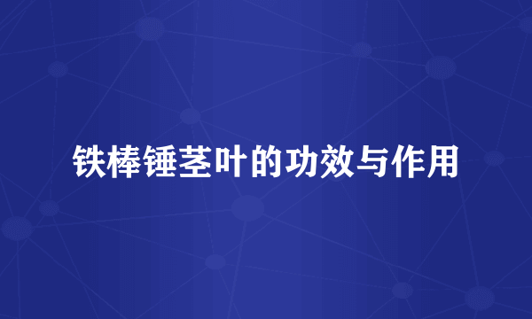 铁棒锤茎叶的功效与作用