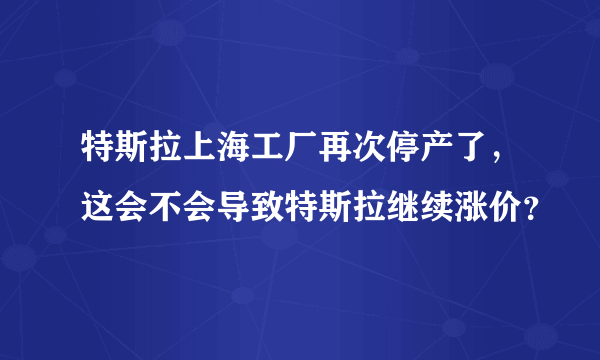 特斯拉上海工厂再次停产了，这会不会导致特斯拉继续涨价？