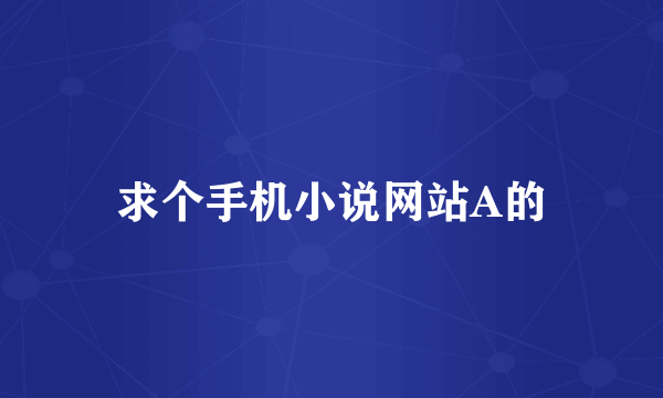 求个手机小说网站A的