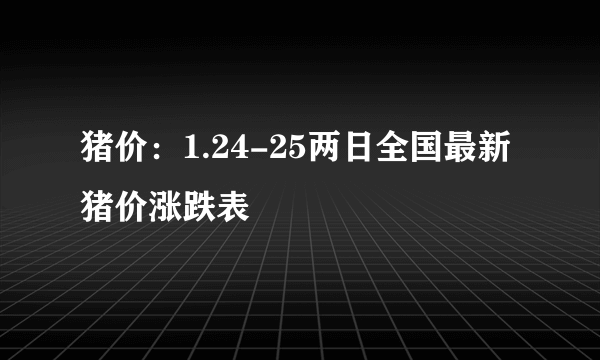 猪价：1.24-25两日全国最新猪价涨跌表
